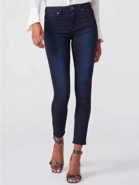 PAIGE Hoxton Alaina Ankle Stretch Skinny Jeans Size 32 Dark Blue Mild Fade